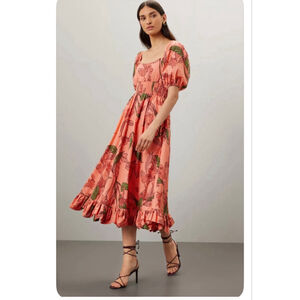 Hutch Lora Puff Sleeve Floral Midi Dress